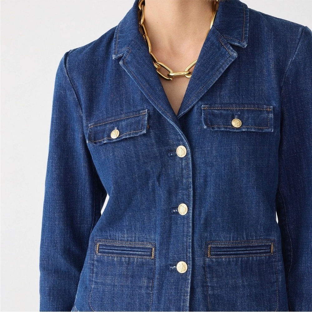 NWT J. Crew Denim Blazer Jacket Sz 14 - Picture 3 of 13
